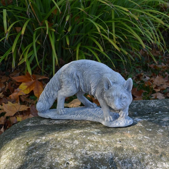 Massive Stone Figure Red Fox Frost Resistant Statue - Concrete Fox Garden Statue Massive Stone Figure Red Fox Frost Resistant Statue - Concrete Fox Garden Statue