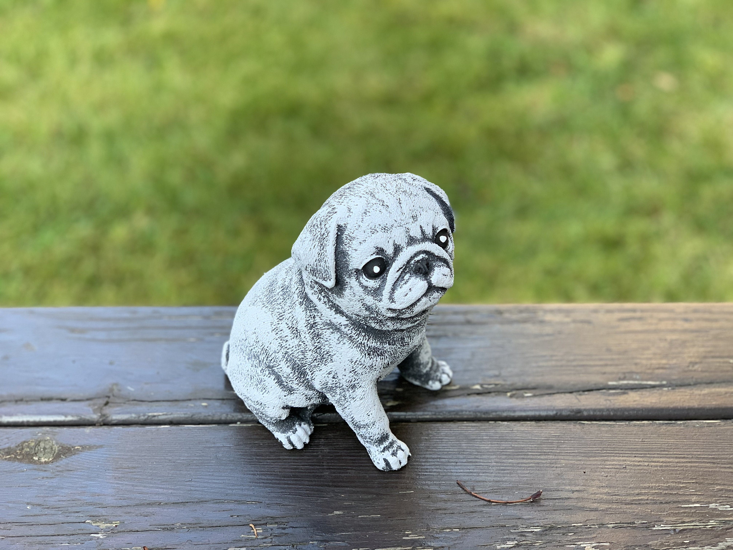 Pug Statue Concrete Painted Pug Cement Dog Figure Pet Etsy