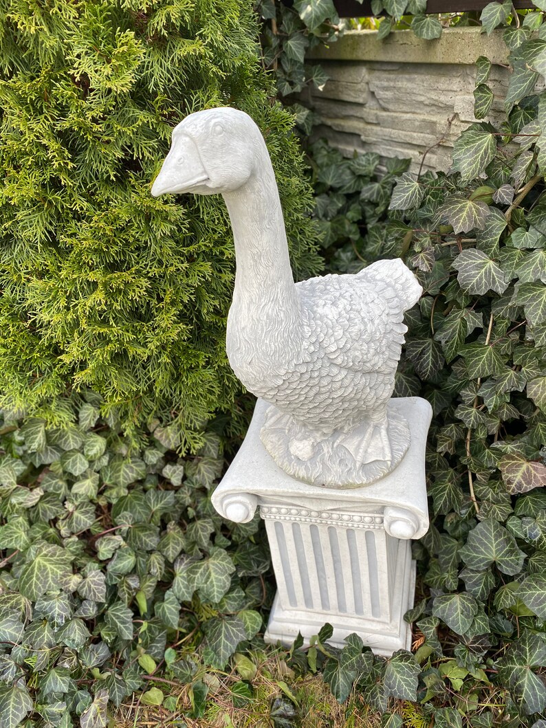Concrete Goose Statue Goose Sculpture Garden Decor Concrete Etsy