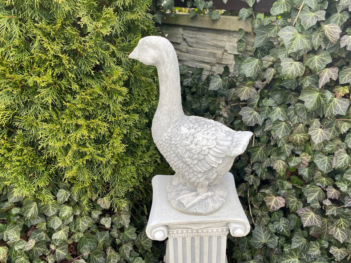 Concrete Goose Statue Goose Sculpture Garden Decor Concrete Etsy