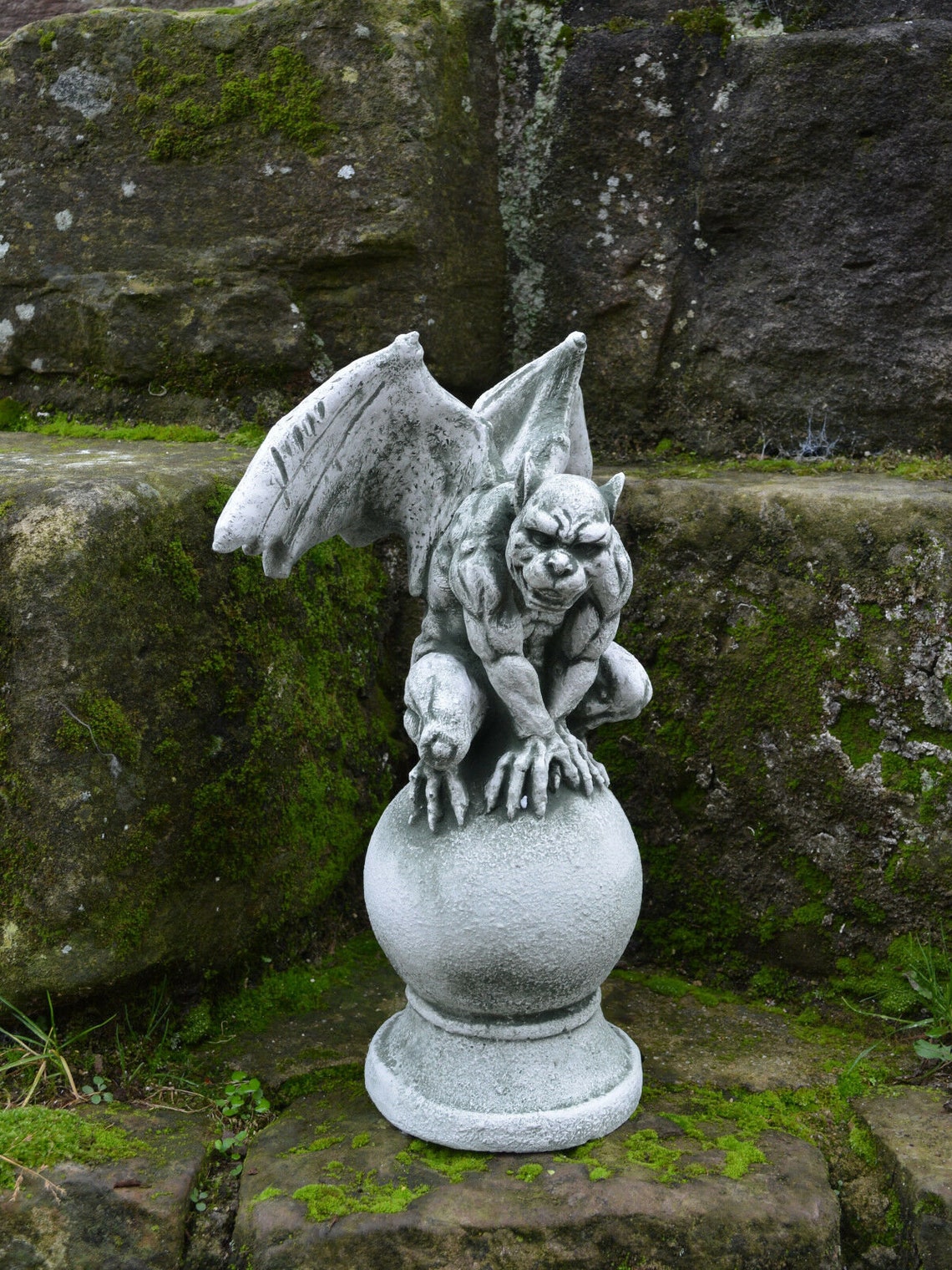 Gargoyle Dragon on ball Gargoyle Statue Stone Gargoyle Etsy