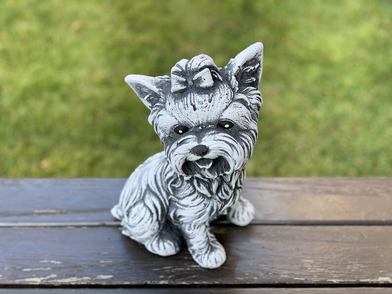 Yorkshire Terrier Concrete Dog Garden Statue Yorkie Figure Etsy