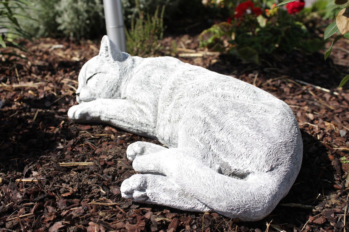Cat Statue Pet Memorial Concrete Cat Garden Statues Garden Etsy