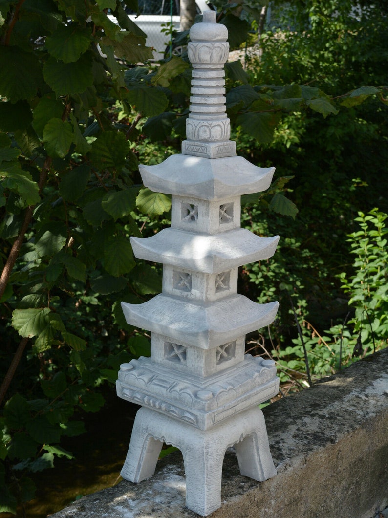 Three Floor Pagoda Concrete Pagoda Garden Japanese Decor Etsy