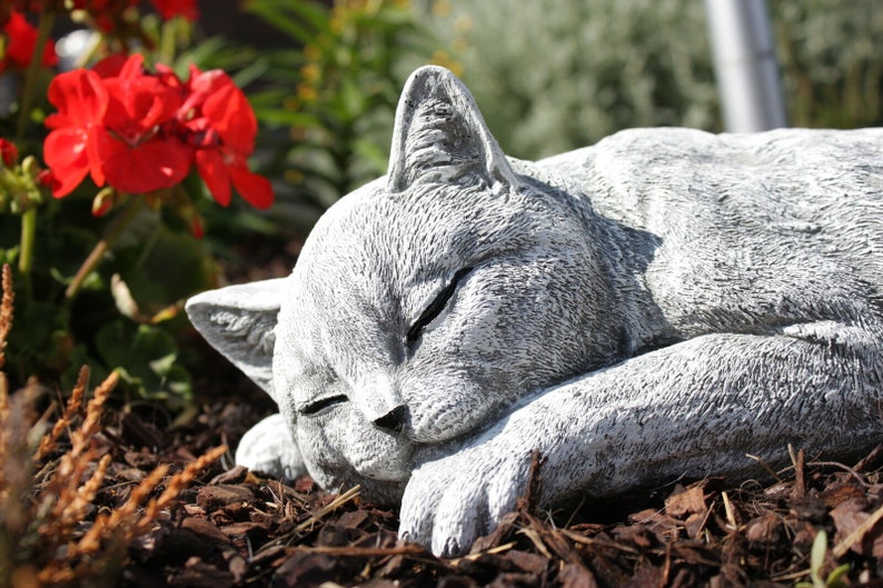 Cat Statue Pet Memorial Concrete Cat Garden Statues Garden Etsy