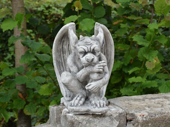 Gargoyle Statue Concrete Garden Statue Gothic Creature Etsy