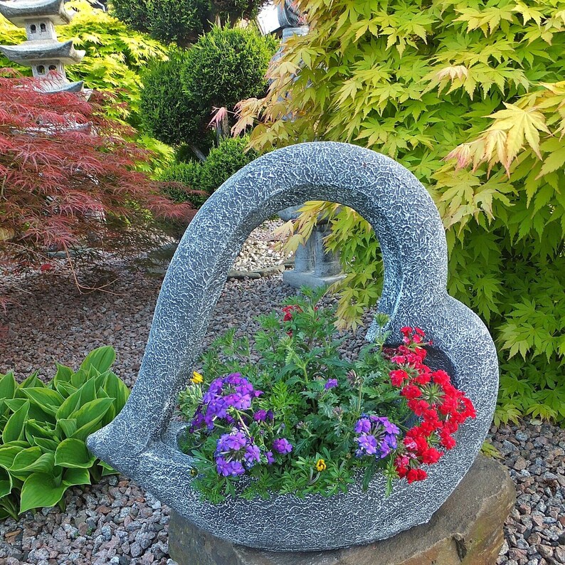 Plant heart Statue Stone Sculptures Outdoor Statues Cement Etsy