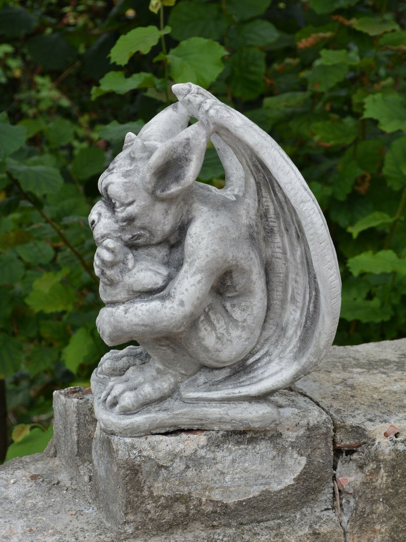 Gargoyle Statue Concrete Garden Statue Gothic Creature Etsy