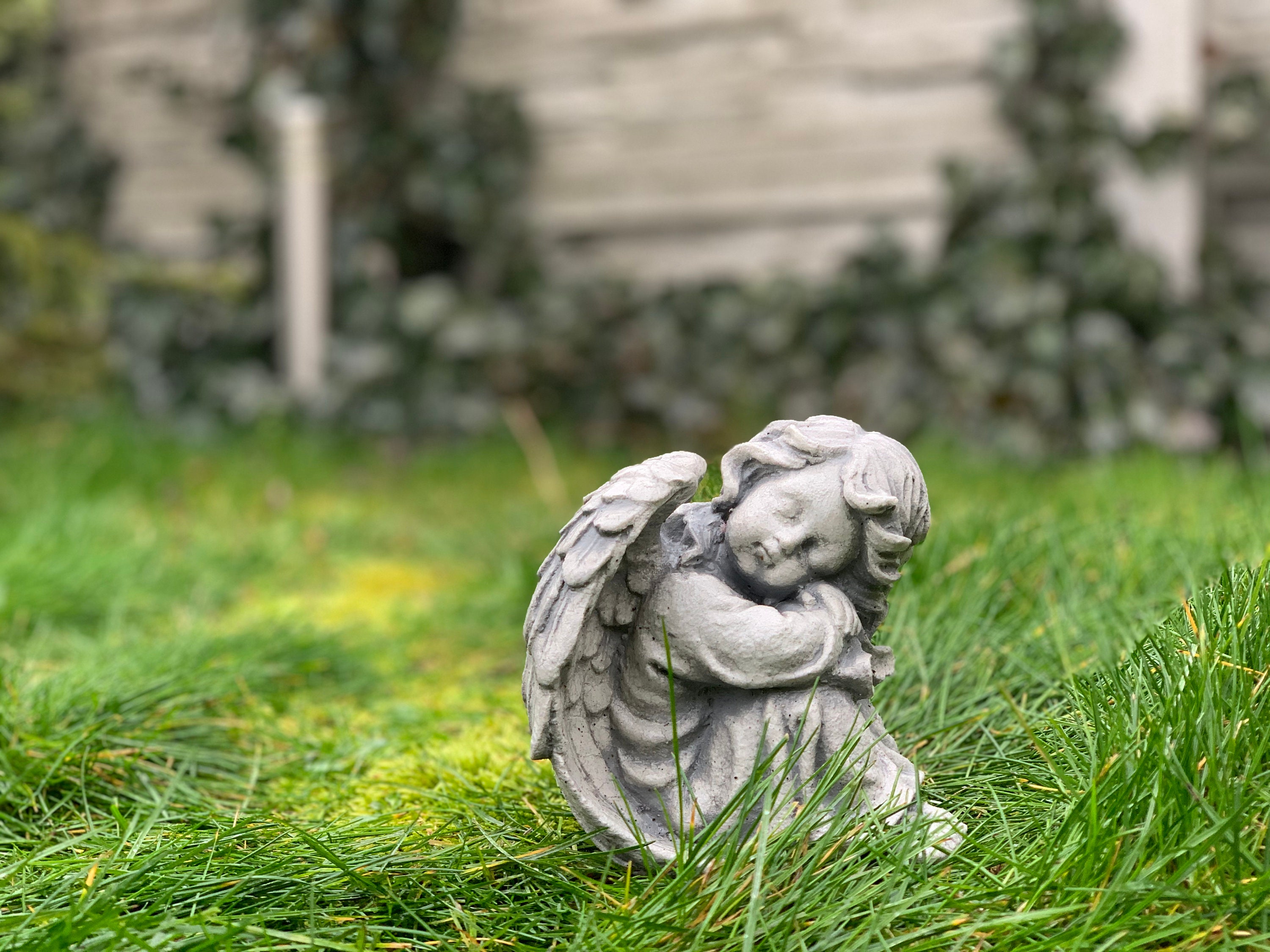 Baby Angel Sleeping Angel Statue Cherub Cast In Stone Small Etsy
