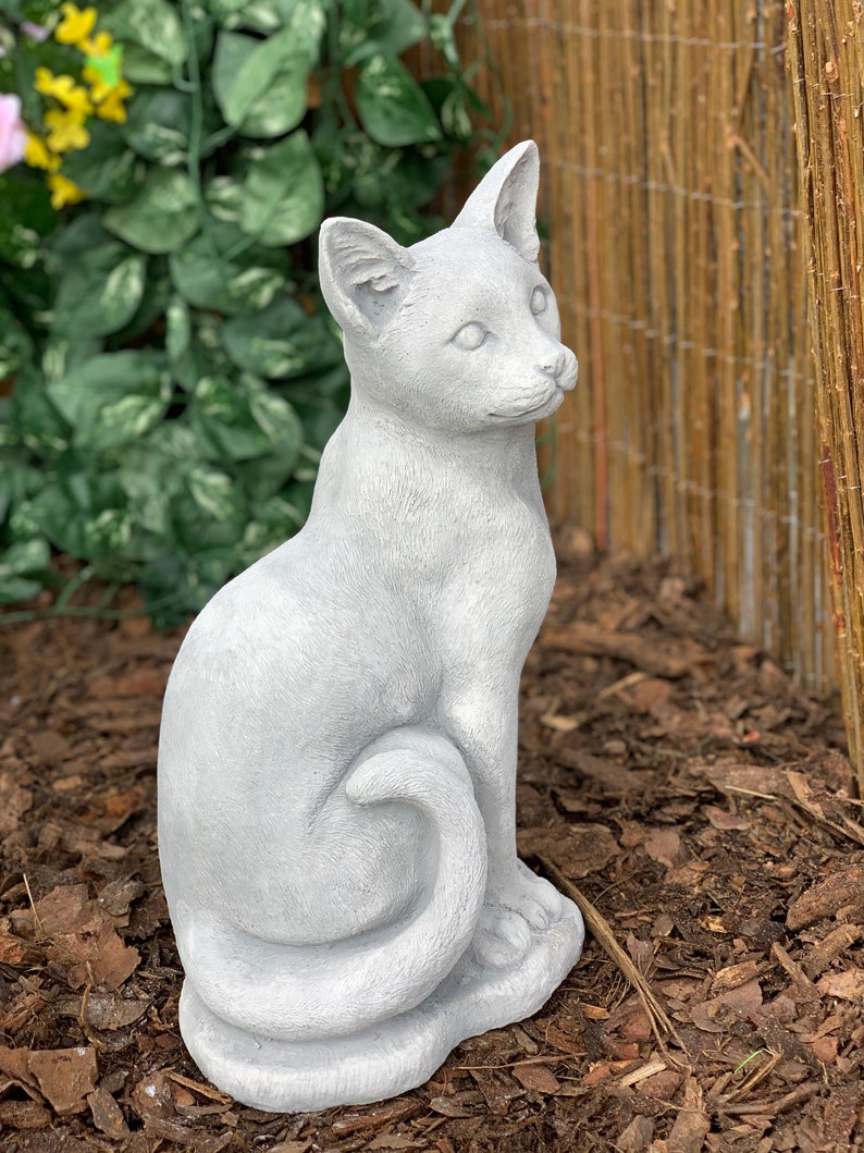 Cat Statue Cat Memorial Small Cat Figure Concrete Cat | Etsy