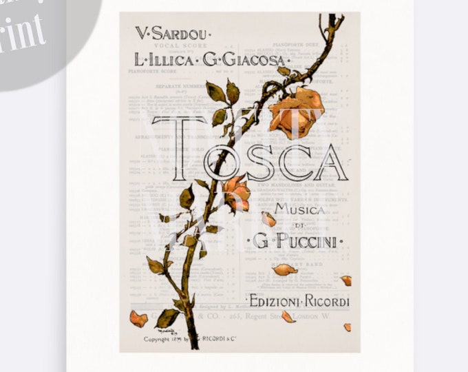 Affiche d'opéra Tosca Puccini, cadeau pour amateur d'opéra, impression d'opéra, cadeau musique classique, cadeaux d'opéra, cadeaux de théâtre, affiche vintage