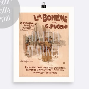 La Boheme Opera Print (1895), French Vintage Poster, Opera Poster, Opera Gifts, Opera Lover Gift, Classical Music Gift, Theater Gifts
