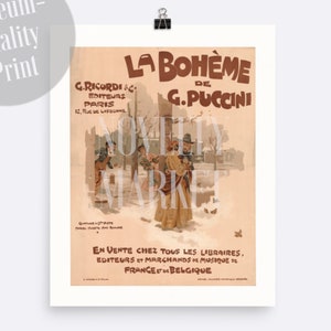 Stampa dell'opera La Boheme (1895), poster vintage francese, poster dell'opera, regali d'opera, regalo per gli amanti dell'opera, regalo di musica classica, regali teatrali