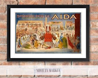 Aida Opera Print (1908), Classical Music Poster, Giuseppe Verdi Vintage Opera Poster, Opera Lover Gift, Classical Music Wall Art Print