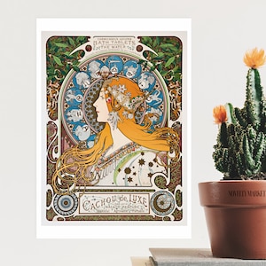 Zodiac (1896) by Alphonse Mucha, Art Nouveau Print, Mucha Zodiac Art Nouveau Vintage Advertising