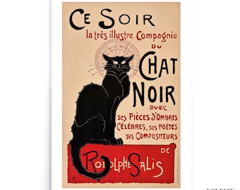Le Chat Noir Poster 1896 - Theophile Steinlen, Rodolphe Salis Black Cat Poster, French Art Nouveau Poster