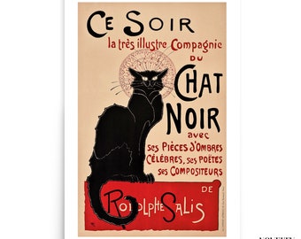 Le Chat Noir Poster 1896 - Theophile Steinlen, Rodolphe Salis Black Cat Poster, French Art Nouveau Poster