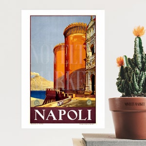 Naples Print (c.1920) vintage Affiche de voyage, Italie Cadeau de voyage: Affiche Napoli, Naples Poster Décor de voyage