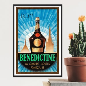 D.O.M. Benedictine (1950s) Poster pubblicitario, Poster francese vintage, Poster Vintage Alcohol Bar Art, Poster Caffè, Cucina poster vintage