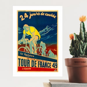 Affiche Tour de France (1949), oeuvre d'art murale cyclisme, affiche vintage