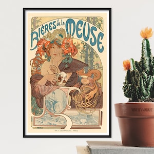 Art Nouveau Beer Poster (1897) by Alphonse Mucha, Kitchen Wall Art, Art Nouveau Print