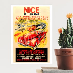 Racing Car Poster (1949), Nice Vintage Car Print, Retro Travel Poster