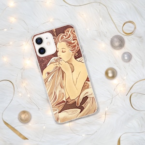 Art Nouveau Phone Case, Dusk (1896) by Alphonse Mucha, The Times of Day Alphonse Mucha iPhone Case, Art Nouveau Woman Mucha Phone Case