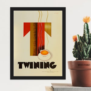 Tee Wandkunst, (1930) Art Deco Poster, Vintage Twining Tee Küche Wandkunst, Retro Cafe Wanddeko