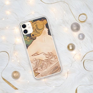Art Nouveau Phone Case, Dawn (1896) by Alphonse Mucha, The Times of Day Alphonse Mucha iPhone Case, Art Nouveau Woman Mucha Phone Case