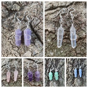 Crystal earrings wire wrapped