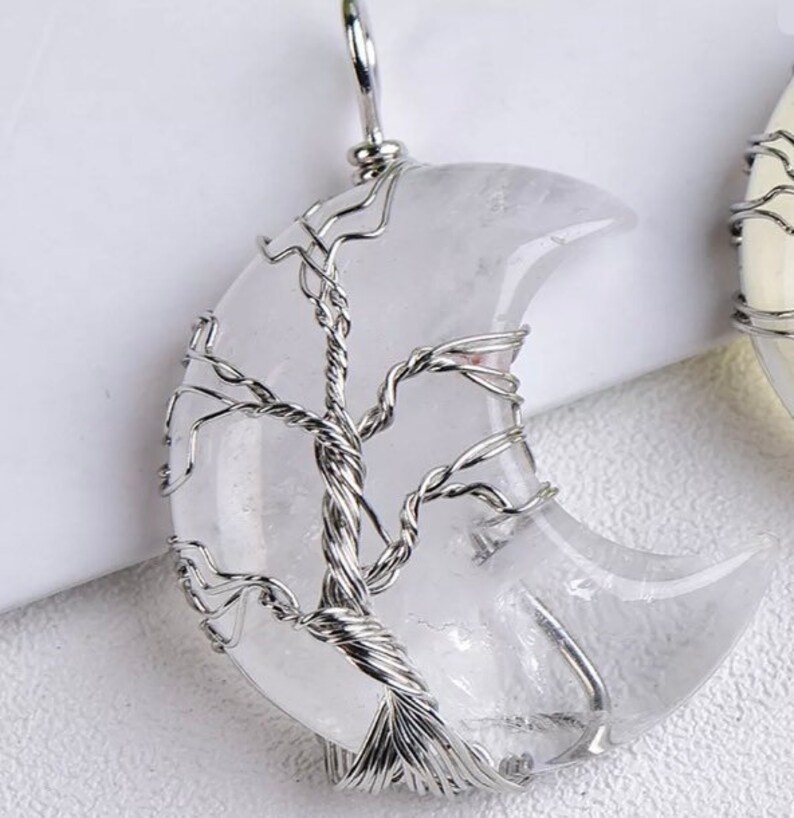 Crescent moon tree of life necklace