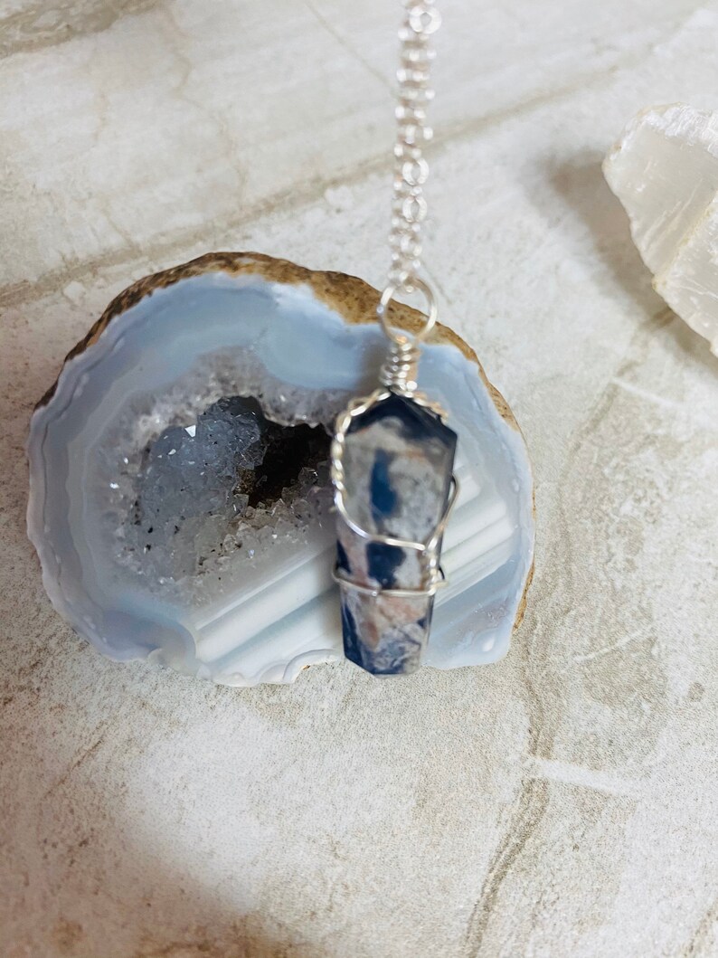 Sodalite necklace with chain