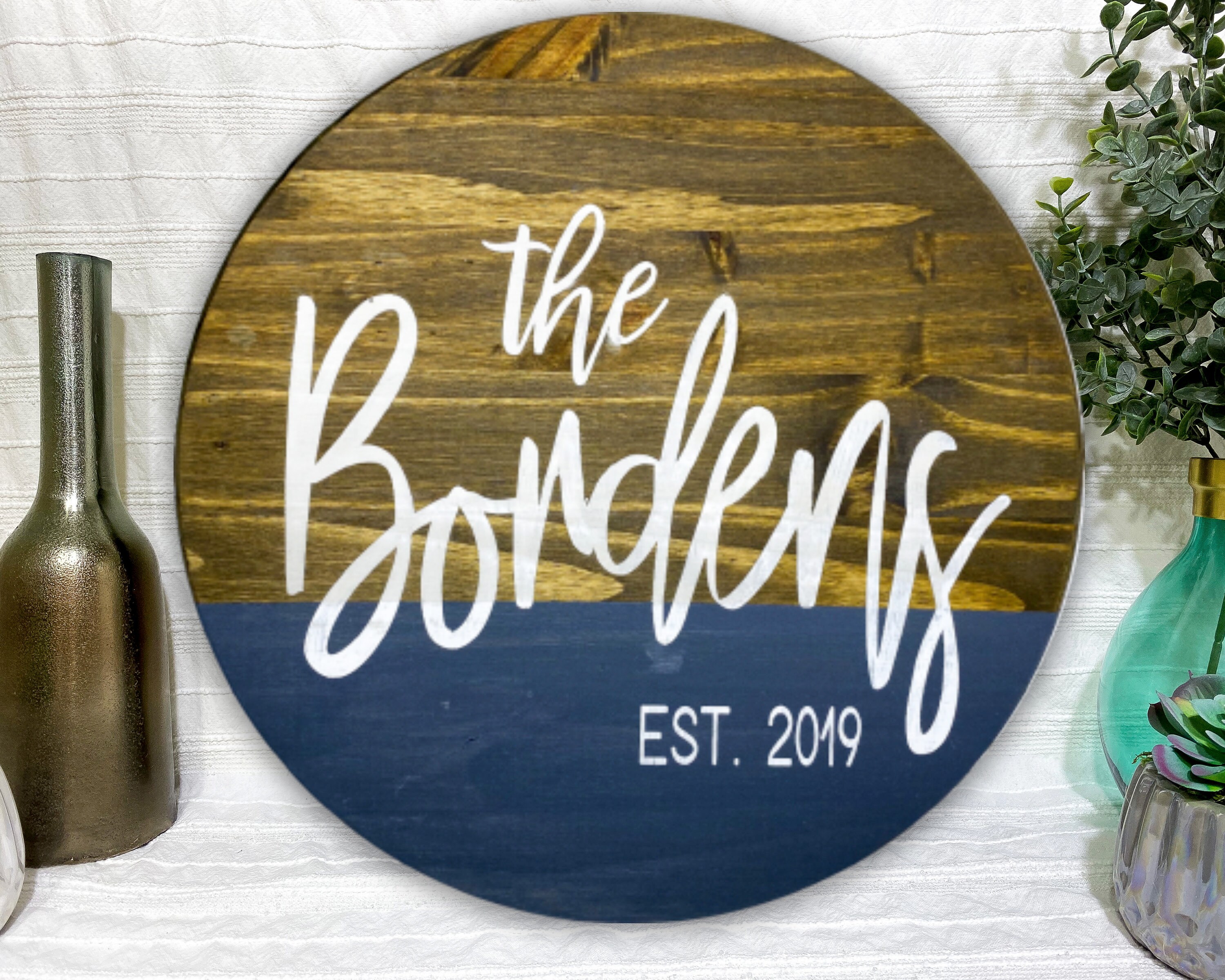 Round Last Name Personalized Hand Painted Wood Sign Family Etsy Round Last Name Personalized Hand Painted Wood Sign Family Etsy