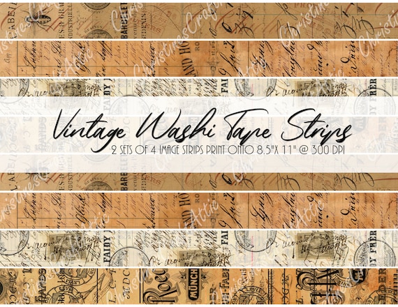 Vintage Washi Tape Printable, Junk Journal Ephemera, Printables