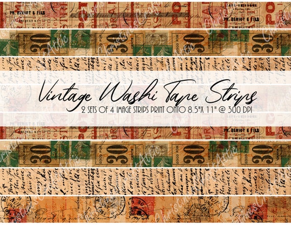 Buy Vintage Washi Tape Printable, Junk Journal Ephemera