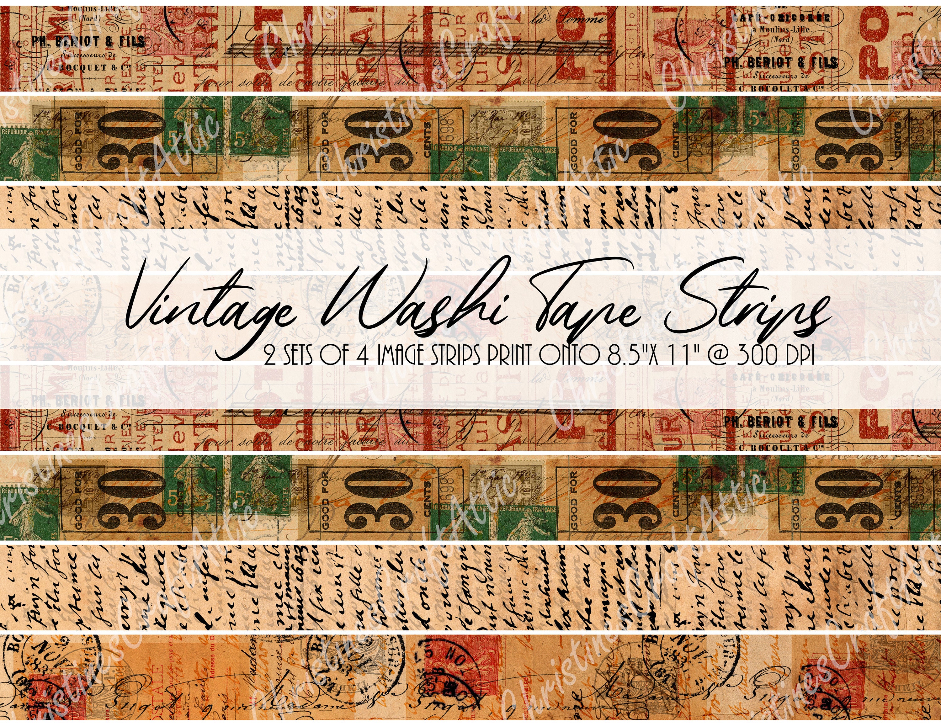 vintage washi tape printable junk journal ephemera etsy