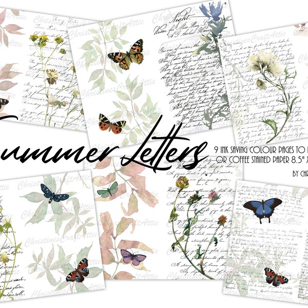 INK SAVING KIT- Vintage Nature Junk Journal Papers Digital , Printables, Art Journal Ephemera, Scrapbooking, Digital Download, Mixed Media