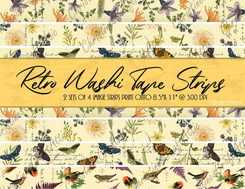 vintage floral nature washi tape printable junk journal