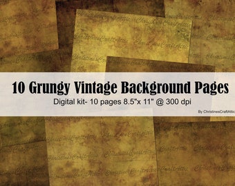 Dark Grungy Junk Journal Pages- Digital Kit (10), Printables, Ephemera, Scrapbooking, Art Journaling Supplies, Digital Download, Mixed Media
