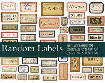 Random Labels - Digital Junk Journal Kit, Printables, Art Journal Ephemera, Scrapbooking, Digital Download, Mixed Media, Embellishments