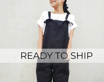 READY TO SHIP Linen overalls women / Women casual jumpsuit /Linen dungarees / Linen romper / Minimalist clothes / Loose pants / boho clothes