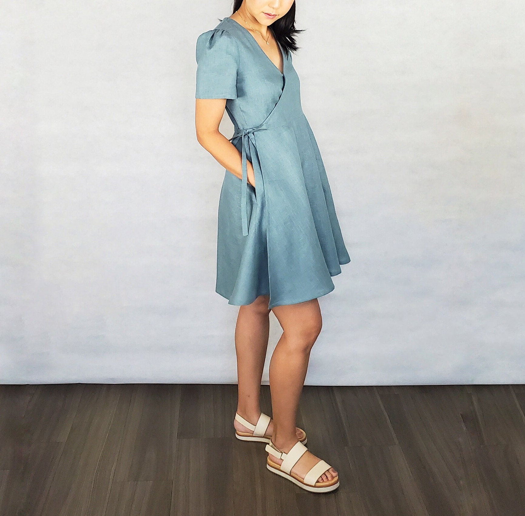 mini dress with wrap skirt Pink Mini Dress