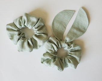 Scrunchies - Multiple colors 100% linen & cotton scrunchies with ears