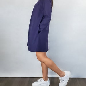 A-Line dress with pockets and long sleeves / Basic linen dress / Above-the-knee dress / Minimal clothes / Linen clothes women / Casual image 4