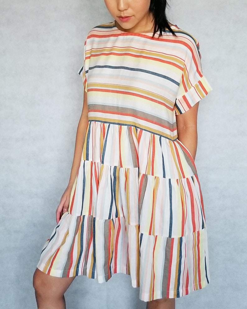 Boxy dress / Loose dress with short sleeves / Linen dress / | Etsy