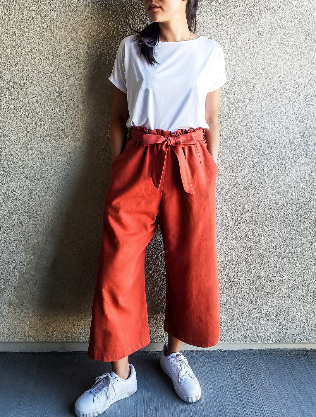 Linen Pants / Wide Leg Pants / Paper Bag Trousers / Linen - Etsy