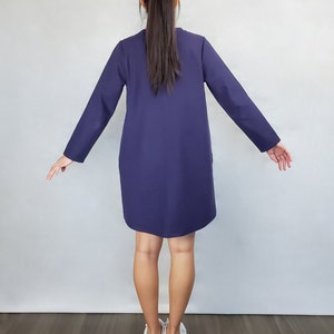 A-Line dress with pockets and long sleeves / Basic linen dress / Above-the-knee dress / Minimal clothes / Linen clothes women / Casual image 3