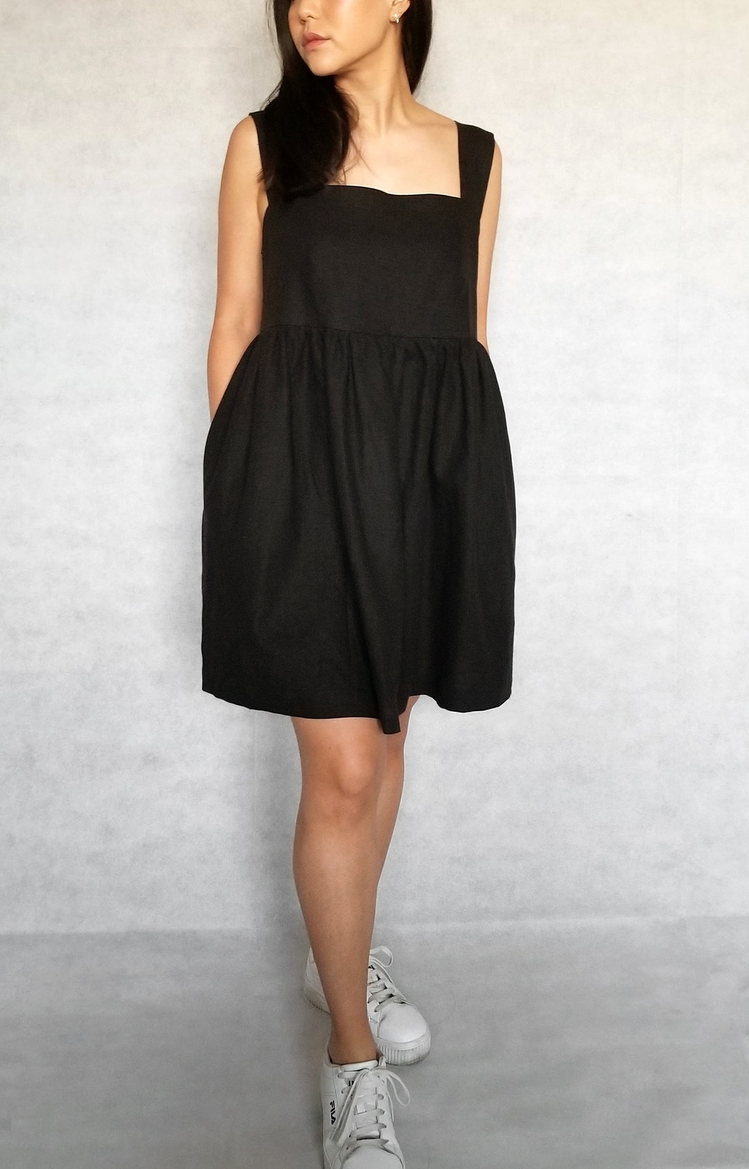 Sleeveless Dress With Pockets / Loose Dress With Straps/ Linen Etsy