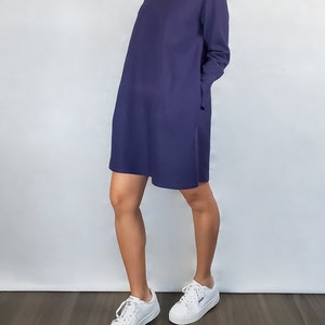 A-Line dress with pockets and long sleeves / Basic linen dress / Above-the-knee dress / Minimal clothes / Linen clothes women / Casual image 2