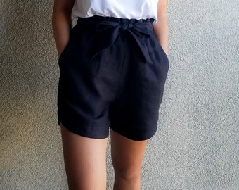 Femme sac papier Belted Shorts femme fantaisie taille haute Casual Wear Summer Short 